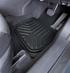 Stripe 4-Piece Faux Leather Black Car Floor Mat Set