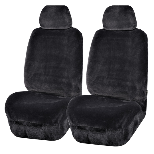 Faux Fur Seat Covers Universal Charcoal
