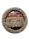 Sheepskin Steering Wheel Cover & 2x Seat Belt Pads Combo Luxury Mocha
