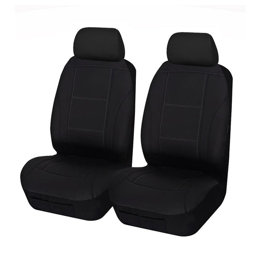 Universal Front Seat Covers Size 30/35 | Black/White Stitching